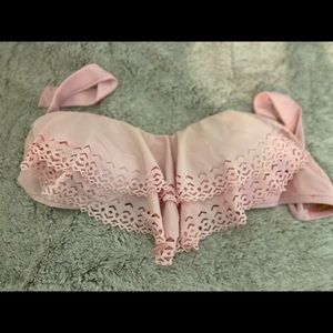 Pink strapless bikini top
